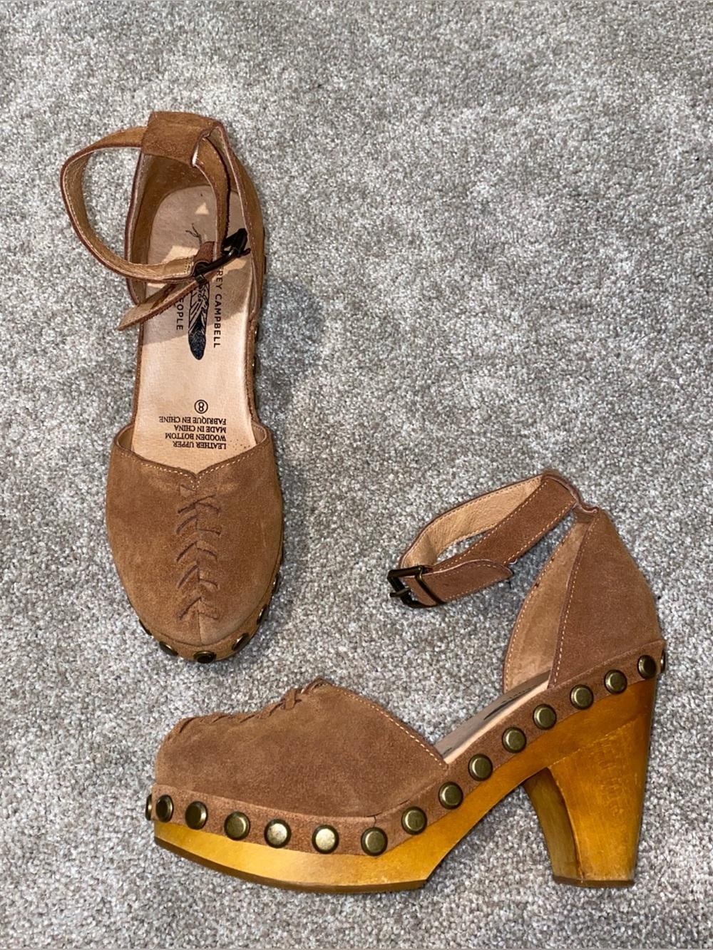 Free People X Jeffrey Campbell Studded Clog Heels Size 8 Braiding Wooden Heels